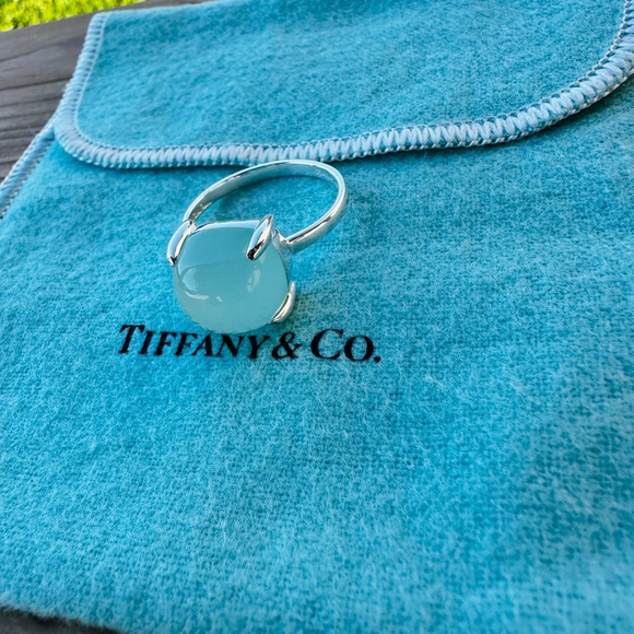 RARE LARGE Tiffany & Co Chrysoprase Sugar Stacks Ring in Silver, sz 10 - Picture 4 of 8